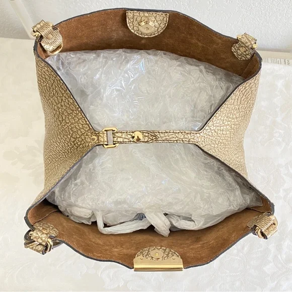 Burberry gold check leather bag